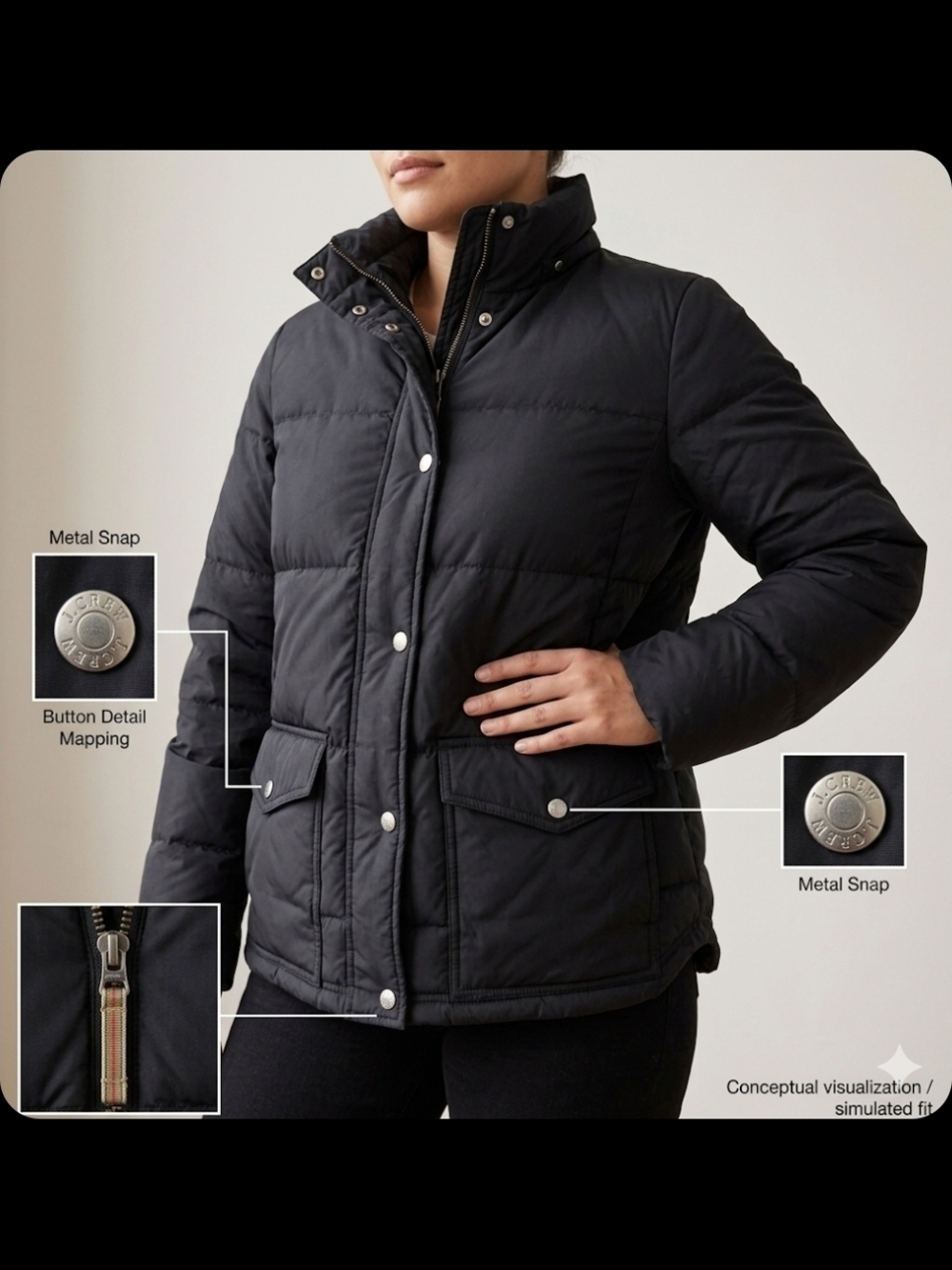 J.Crew Signature Down-Fill Field Puffer - Internal Cinch Waist & Inner Pocket M